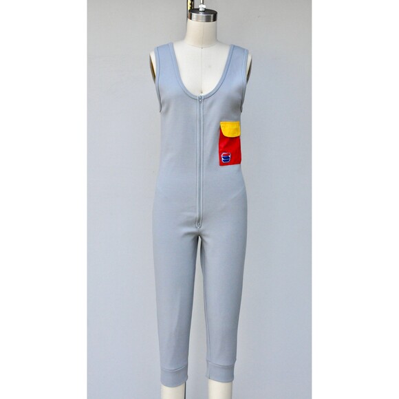 JUMPSUIT Playsuit Pantsuit Pocket Zip Up Front 80s 90s Snow Bike Suit Gear XS S - Picture 8 of 8
